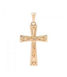Хрестик лимонна позолота, з розп'яттям 3 см