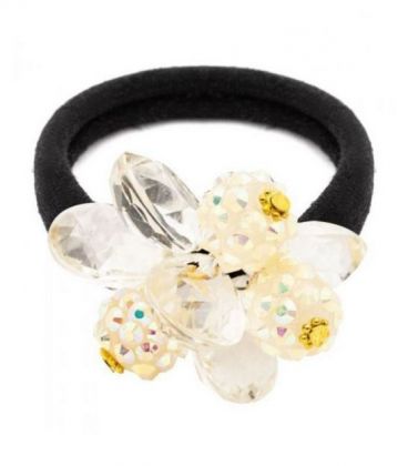 Гумка для волосся, тканинна, з намистинами