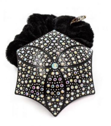 Гумка для волосся тканинна, велюрова з Брошкою зі стразами