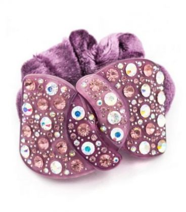 Резинка для волос тканевая, велюровая с Брошкой со стразами