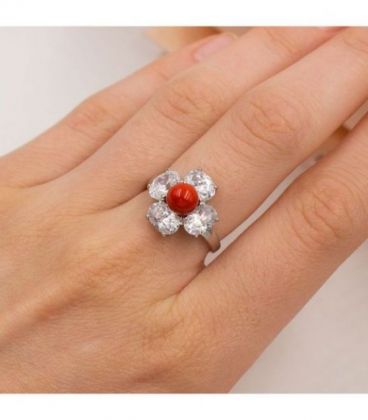 Кільце "Квітка з перлиною" родіум