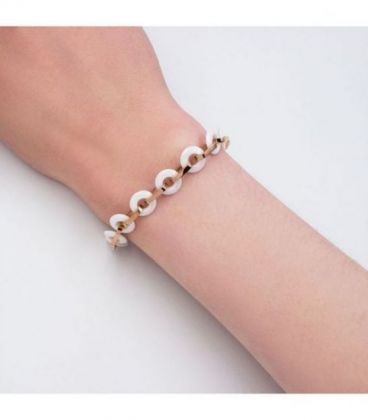 Браслет Xuping позолота, керамический, белые колечки