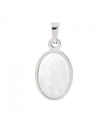 Кулон родій з керамічною вставкою "Овал"