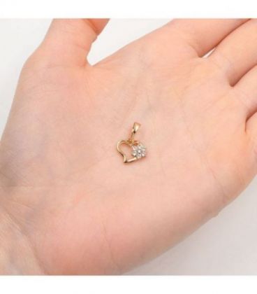 Подвеска "Цветочек на контуре сердца" лимонная позолота