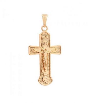 Підвіска Хрестик з розп'яттям, лимонна позолота.