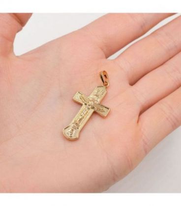 Підвіска Хрестик з розп'яттям, лимонна позолота.
