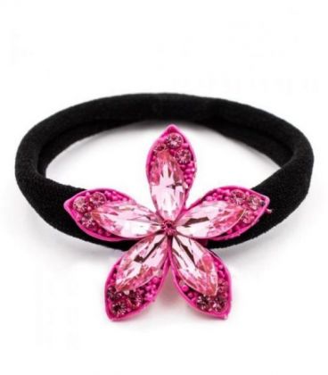 Резинка для волос с яркой брошью, черная