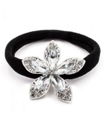 Резинка для волос с яркой брошью, черная