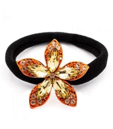 Резинка для волос с яркой брошью, черная