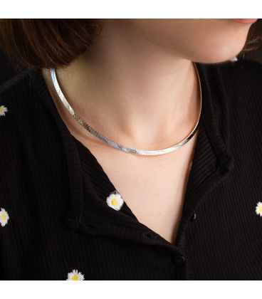 Металлическое колье, родий 0,4 х 42 см