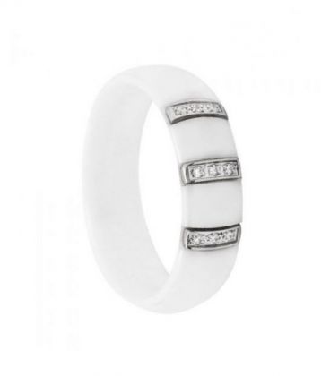 Кольцо "Полосочки" белая керамика