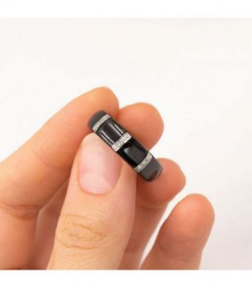 Кольцо "Полосочки" чёрная керамика