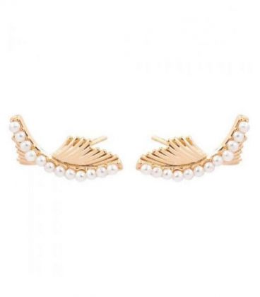 Сережки "Перлина гілка" лимонна позолота