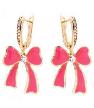 Серьги лимонная позолота, подвески «Бантики»