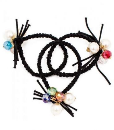 Резинка "Косичка" с жемчугом и чешским хрусталём