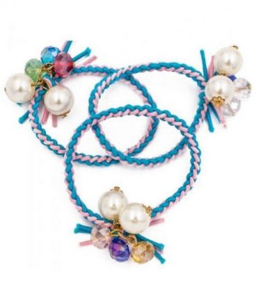 Резинка "Косичка" с жемчугом и чешским хрусталём