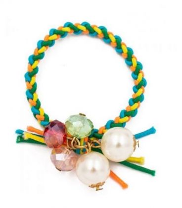 Гумка "Косичка" з перлами та чеським кришталем