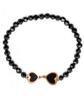 Браслет чешский хрусталь с подвеской позолота «Сердечки»