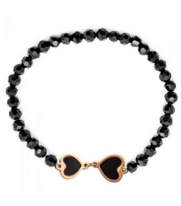 Браслет чешский хрусталь с подвеской позолота «Сердечки»