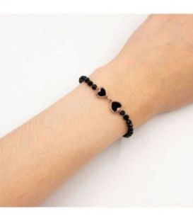 Браслет чеський кришталь із підвіскою позолота «Сердечки»