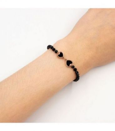 Браслет чешский хрусталь с подвеской позолота «Сердечки»