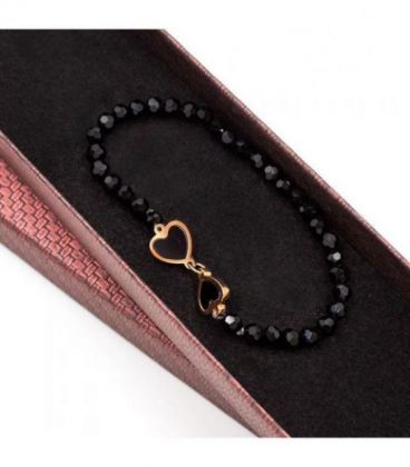 Браслет чешский хрусталь с подвеской позолота «Сердечки»