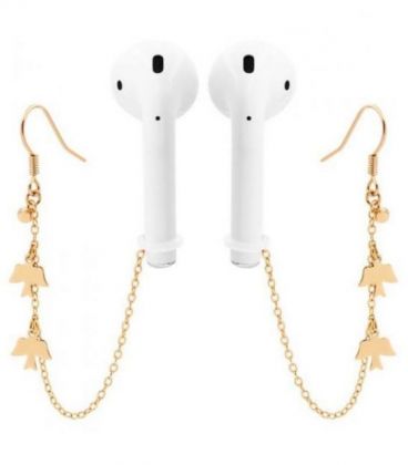 Сережки-тримачі для навушників airpods, лимонна позолота із застібкою гачок