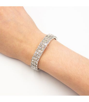 Браслет 3 ряди білі стрази