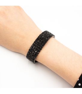 Браслет 5 рядів, чорні стрази