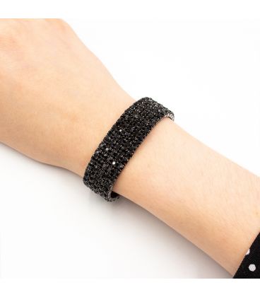 Браслет 5 рядов, черные стразы