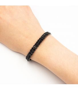 Браслет 2 ряди, чорні стрази