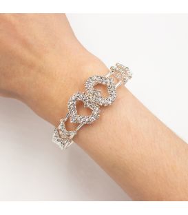 Браслет жесткий со стразами "Ромб, сердце, прямоугольник, крест"