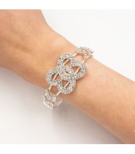 Браслет жесткий со стразами "Ромб, сердце, прямоугольник, крест"