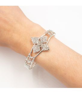 Браслет жорсткий зі стразами "Шанель, ромби, серце, бант"