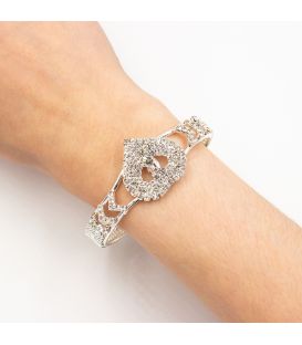 Браслет жорсткий зі стразами "Ромб, серце, прямокутник, хрест"