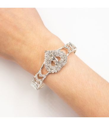 Браслет жесткий со стразами "Ромб, сердце, прямоугольник, крест"