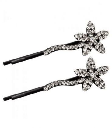 Шпилька-невидимка 6 см "Білі стрази" пара