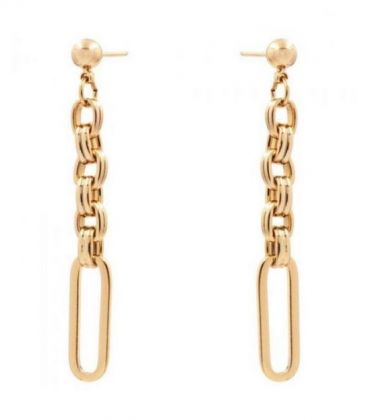 Серьги-гвоздики, подвески, лимонная позолота «Цепи»