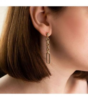 Серьги-гвоздики, подвески, лимонная позолота «Цепи»