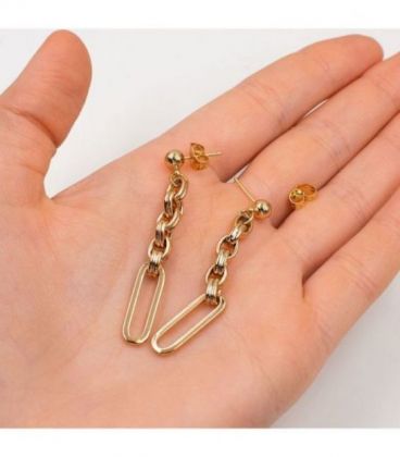 Серьги-гвоздики, подвески, лимонная позолота «Цепи»