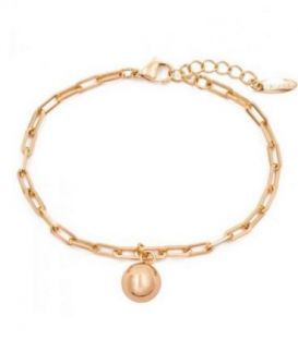 Браслет лимонна позолота, ланцюг, без каміння з підвіскою «Куля»