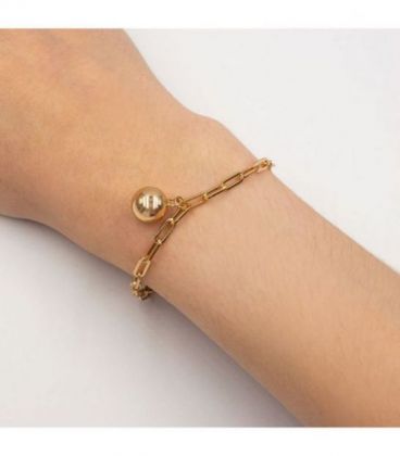 Браслет лимонная позолота, цепь, без камней с подвеской «Шарик»