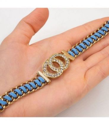 Браслет ланцюжок із замшевими вплітаннями