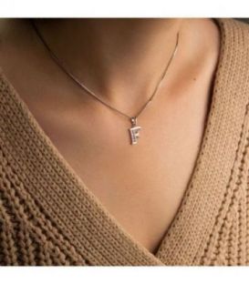 Подвеска "Буква F" родиум