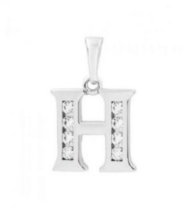 Подвеска "Буква H" родиум