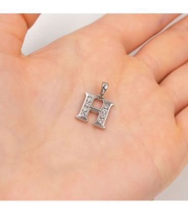 Подвеска "Буква H" родиум