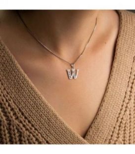Подвеска "Буква W" родиум