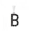 Подвеска "Буква B" чёрные цирконы родиум