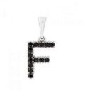 Підвіска "Літера F" чорні циркони родіум