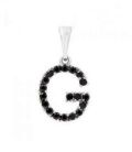 Подвеска "Буква G" чёрные цирконы родиум
